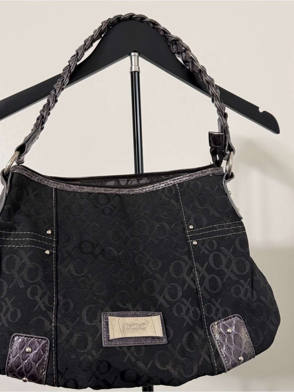 XOXO Black and Dark Gray Signature Shoulder Bag